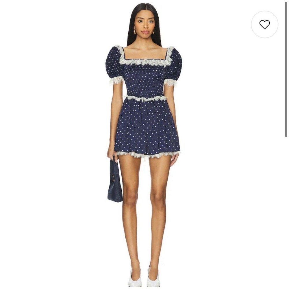 NWT For Love and Lemons Ines Mini Dress in Navy Women's Size Small MSRP $249